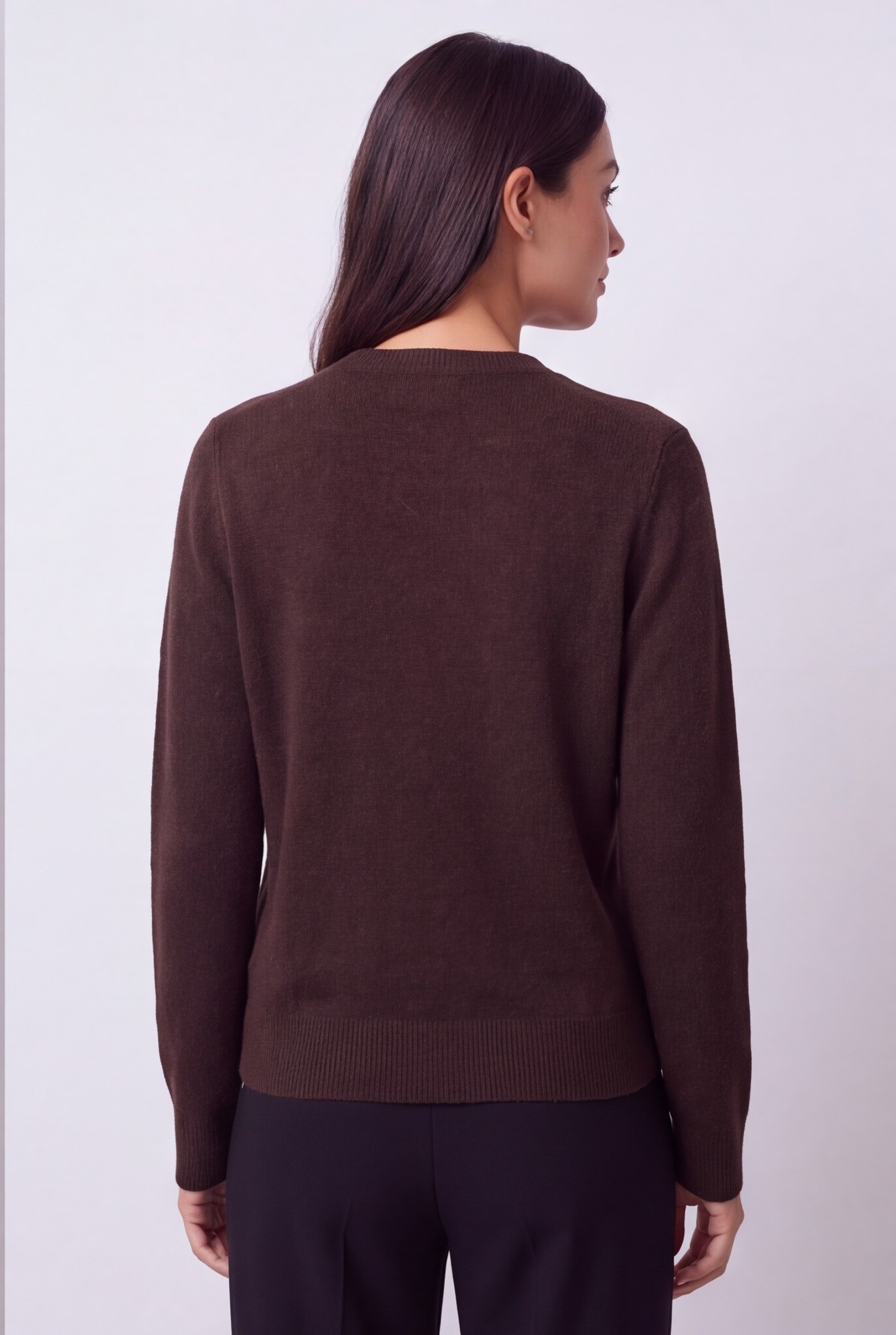 Dámsky kardigán BROADWAY NYC FASHION CHOCOLATE PLUM MELANGE Tmavohnedý melírovaný s.WEAR 4